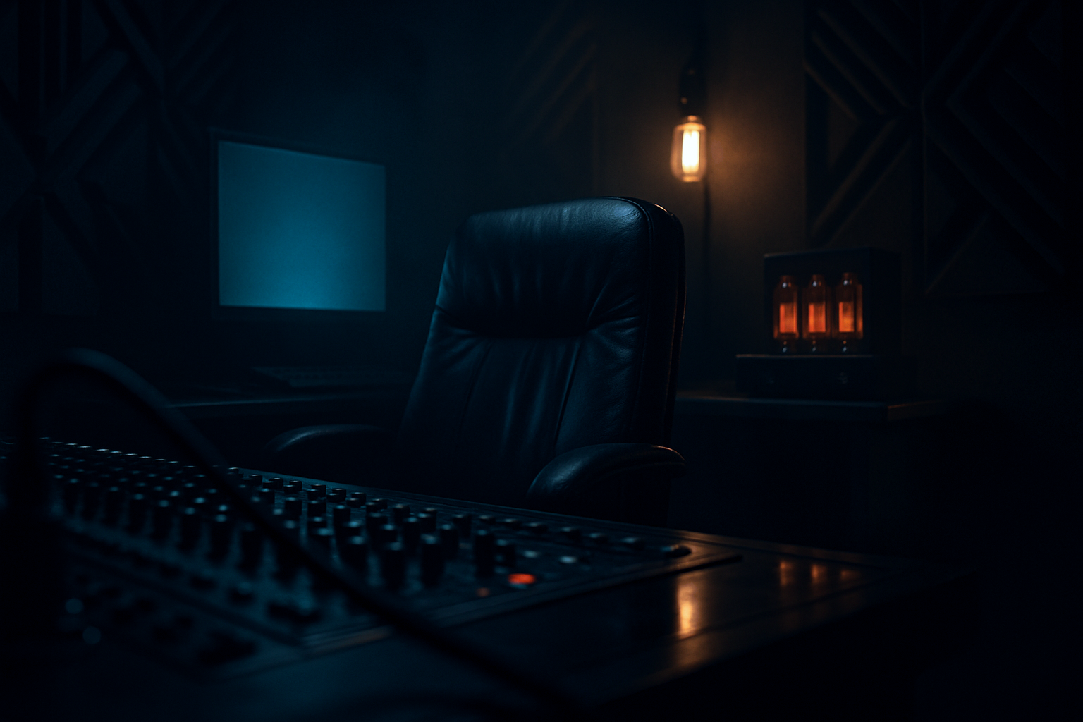 dark professional studio setup